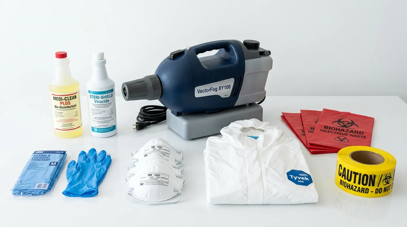 Professional biohazard remediation crew working in Nogales